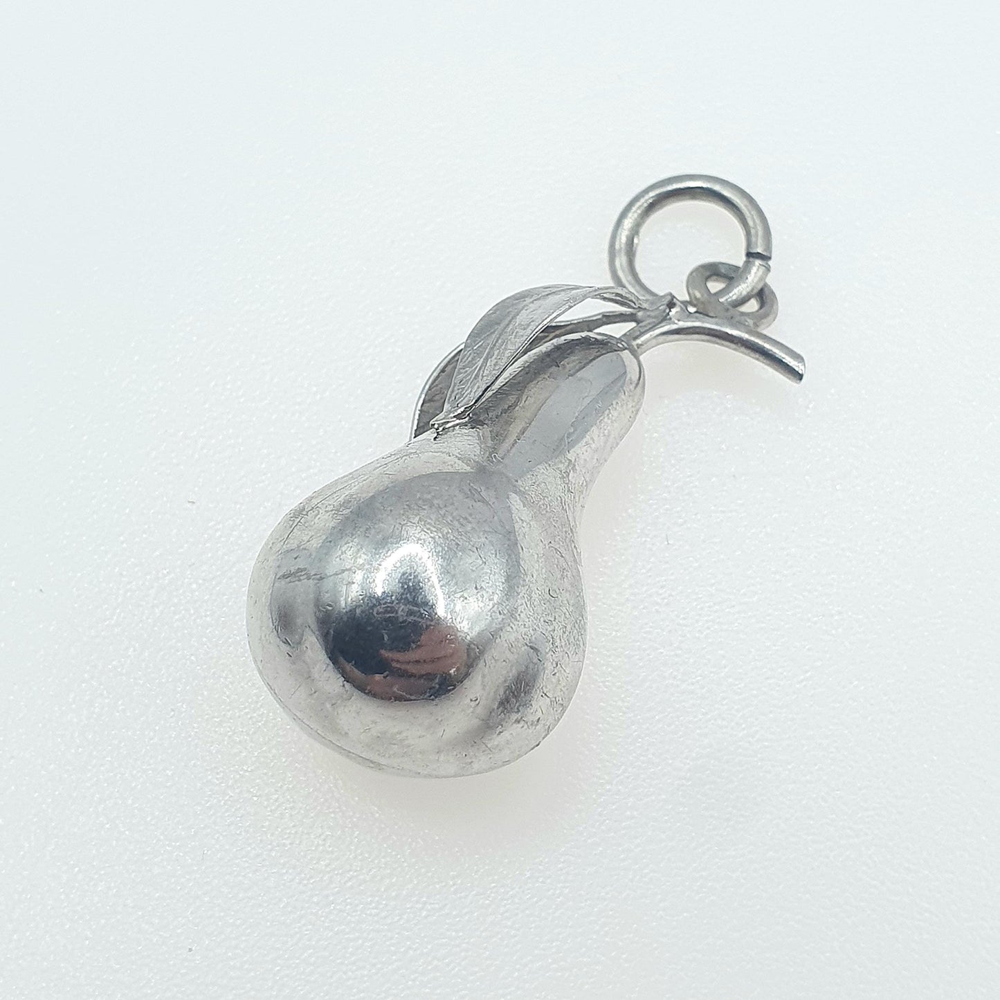 Vintage Sterling Silver Pear Pendant Kitsch Necklace Fruit Retro Solid 925 Cute Jewellery Jewelry