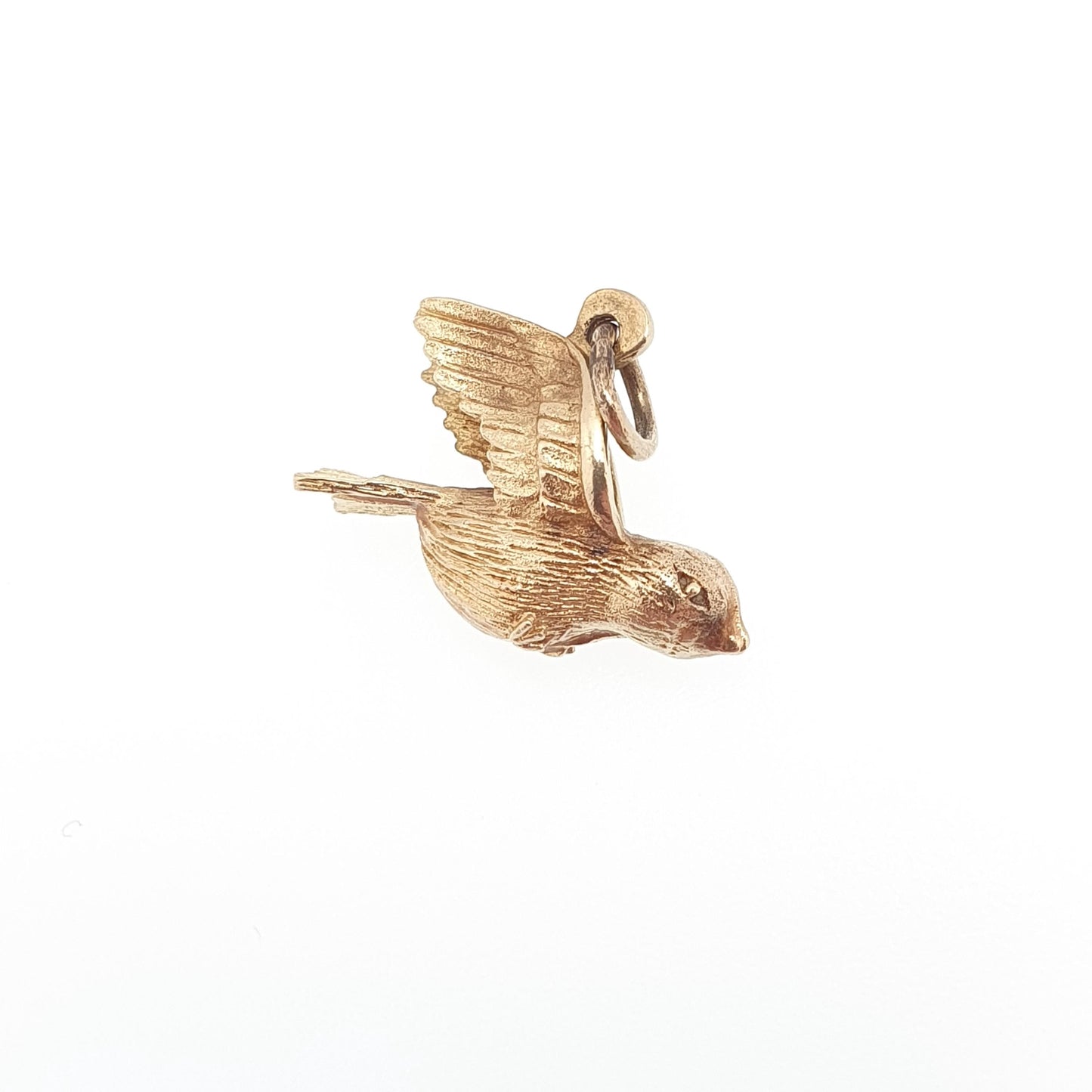Vintage 9ct Gold Bird Charm Pendant Flying Swallow Solid 9k 375 Necklace Bracelet Birds Retro Womens Mens Jewelry Jewellery