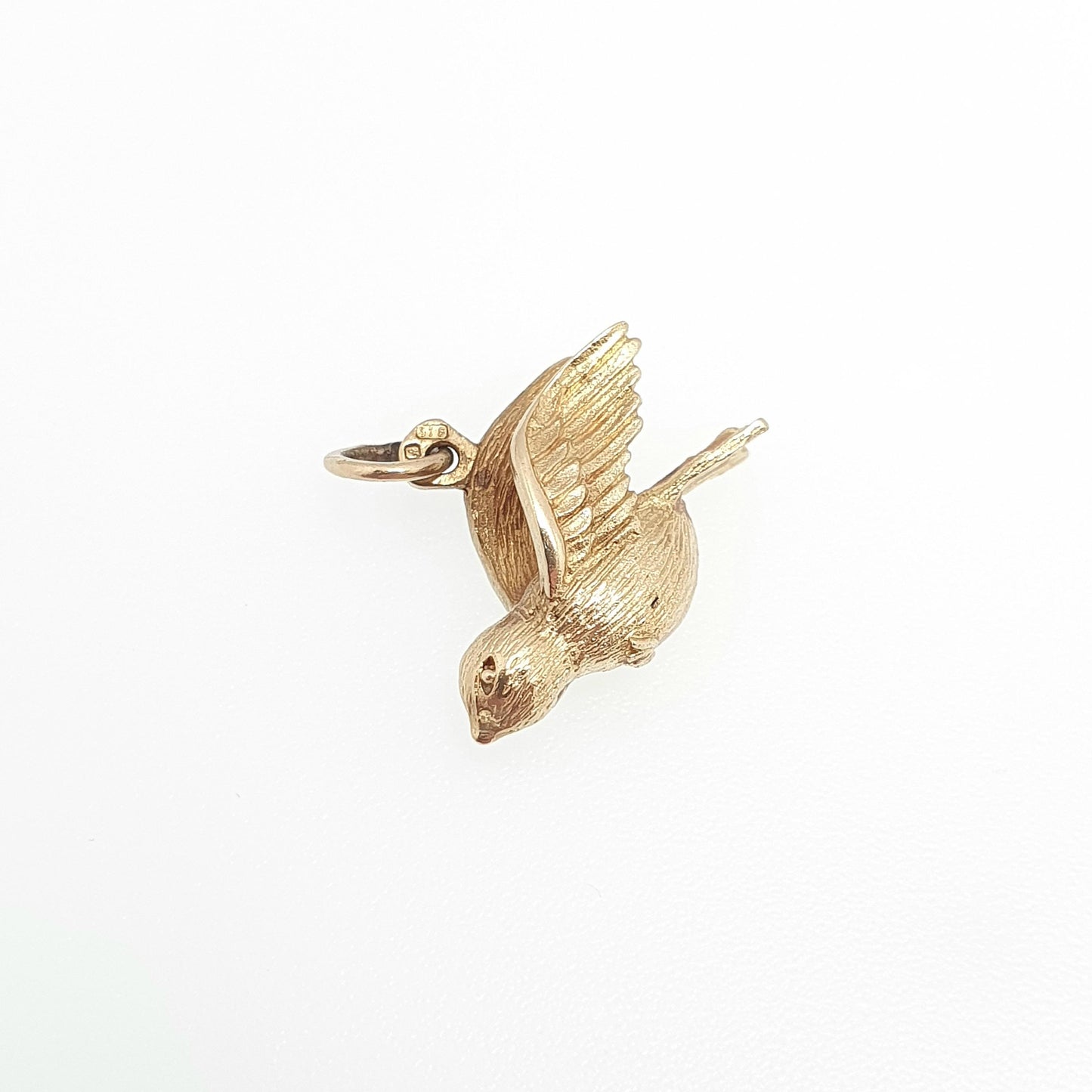 Vintage 9ct Gold Bird Charm Pendant Flying Swallow Solid 9k 375 Necklace Bracelet Birds Retro Womens Mens Jewelry Jewellery