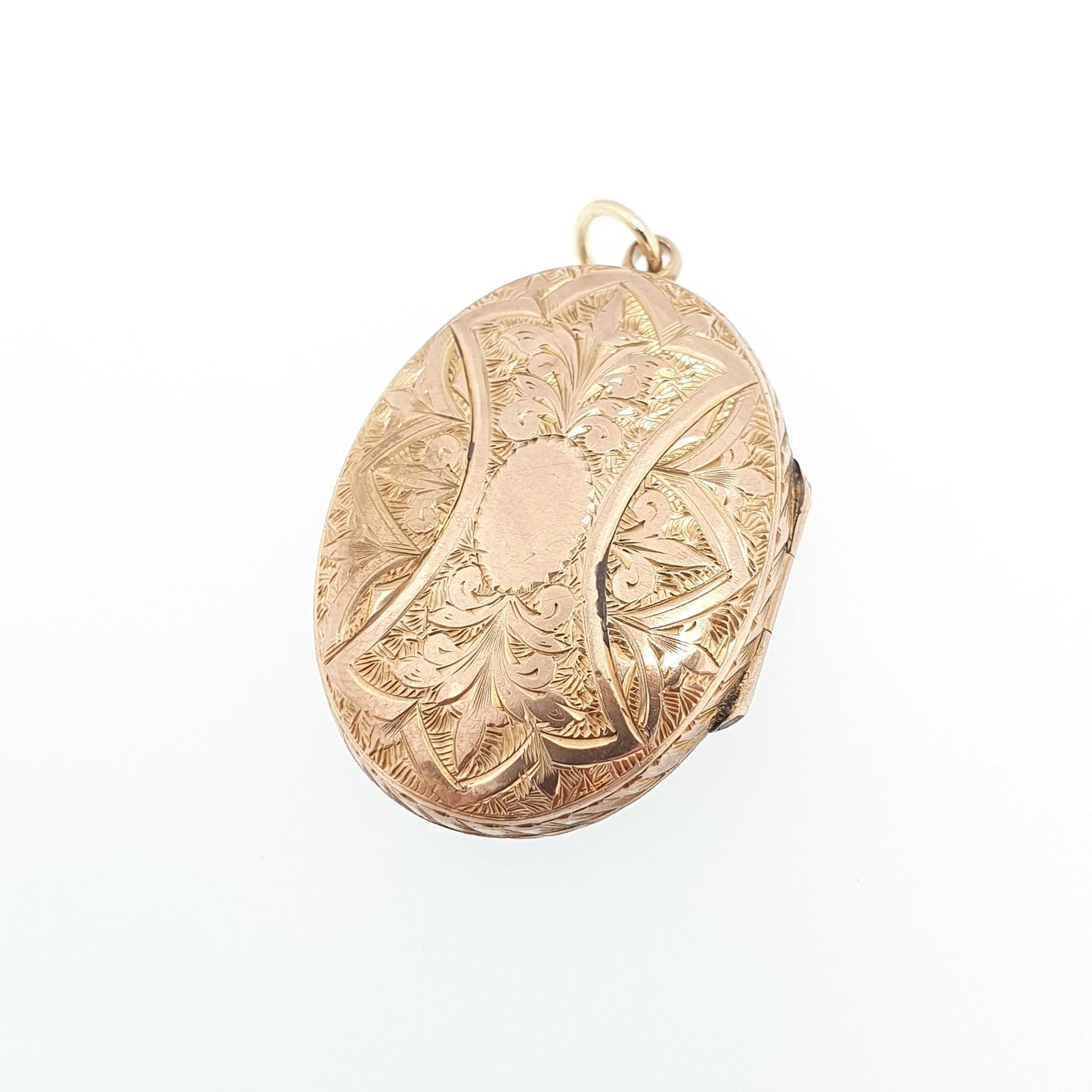 Antique 9ct Gold Locket Oval Victorian Solid 9k 375 Back and Front Hand Engraved Pendant Necklace Jewelry Jewellery