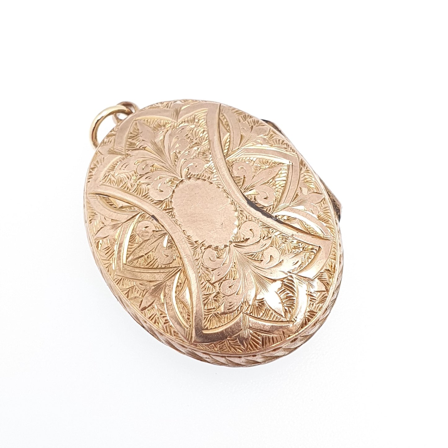 Antique 9ct Gold Locket Oval Victorian Solid 9k 375 Back and Front Hand Engraved Pendant Necklace Jewelry Jewellery