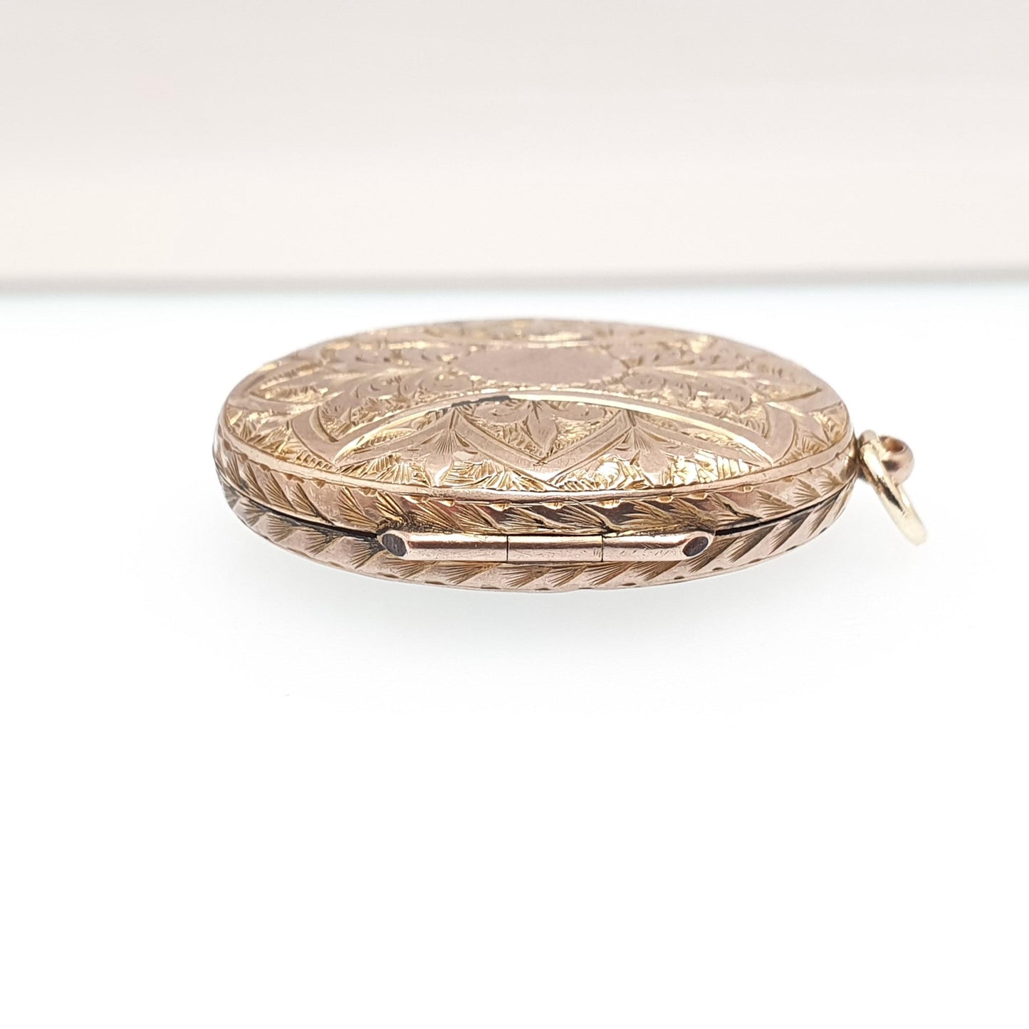 Antique 9ct Gold Locket Oval Victorian Solid 9k 375 Back and Front Hand Engraved Pendant Necklace Jewelry Jewellery