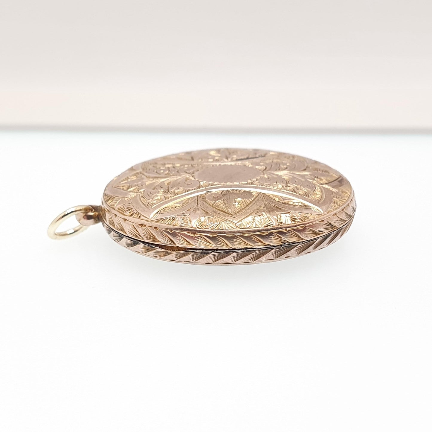 Antique 9ct Gold Locket Oval Victorian Solid 9k 375 Back and Front Hand Engraved Pendant Necklace Jewelry Jewellery