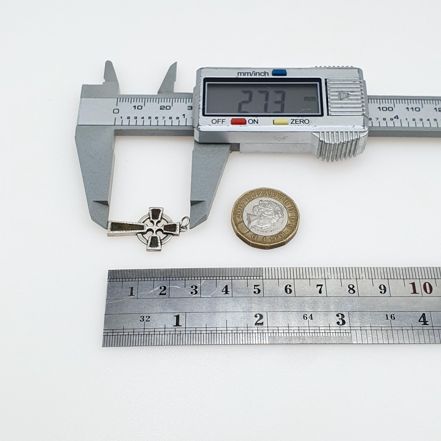 Antique Solid Silver Celtic Cross Connemara Marble Pendant Gaelic Irish Necklace Jewelry Jewellery Womens Mens Crucifix