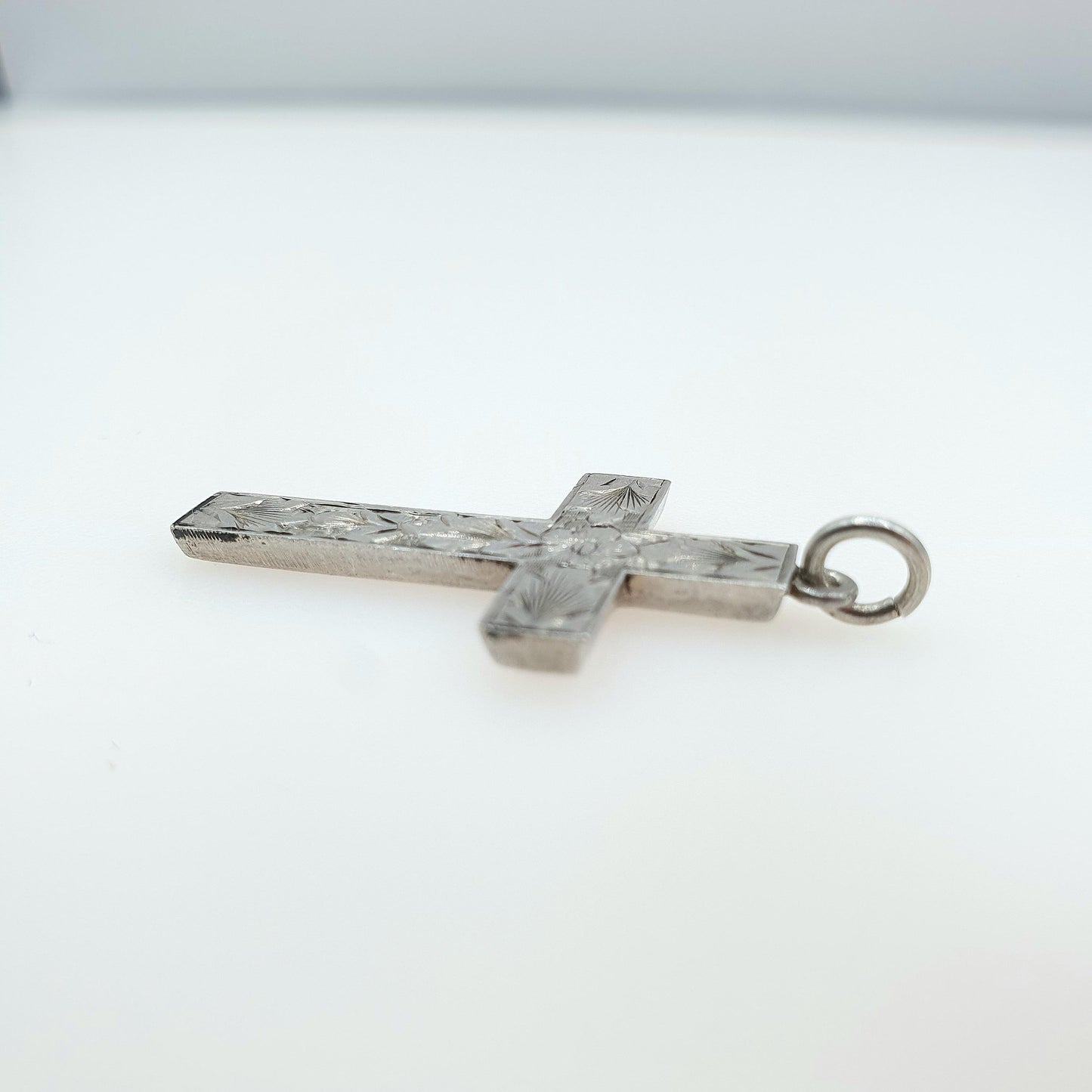 Antique Victorian Sterling Silver Crucifix Pendant Necklace Solid 925 Cruciform Christian Mens Womens Jewelry Jewellery