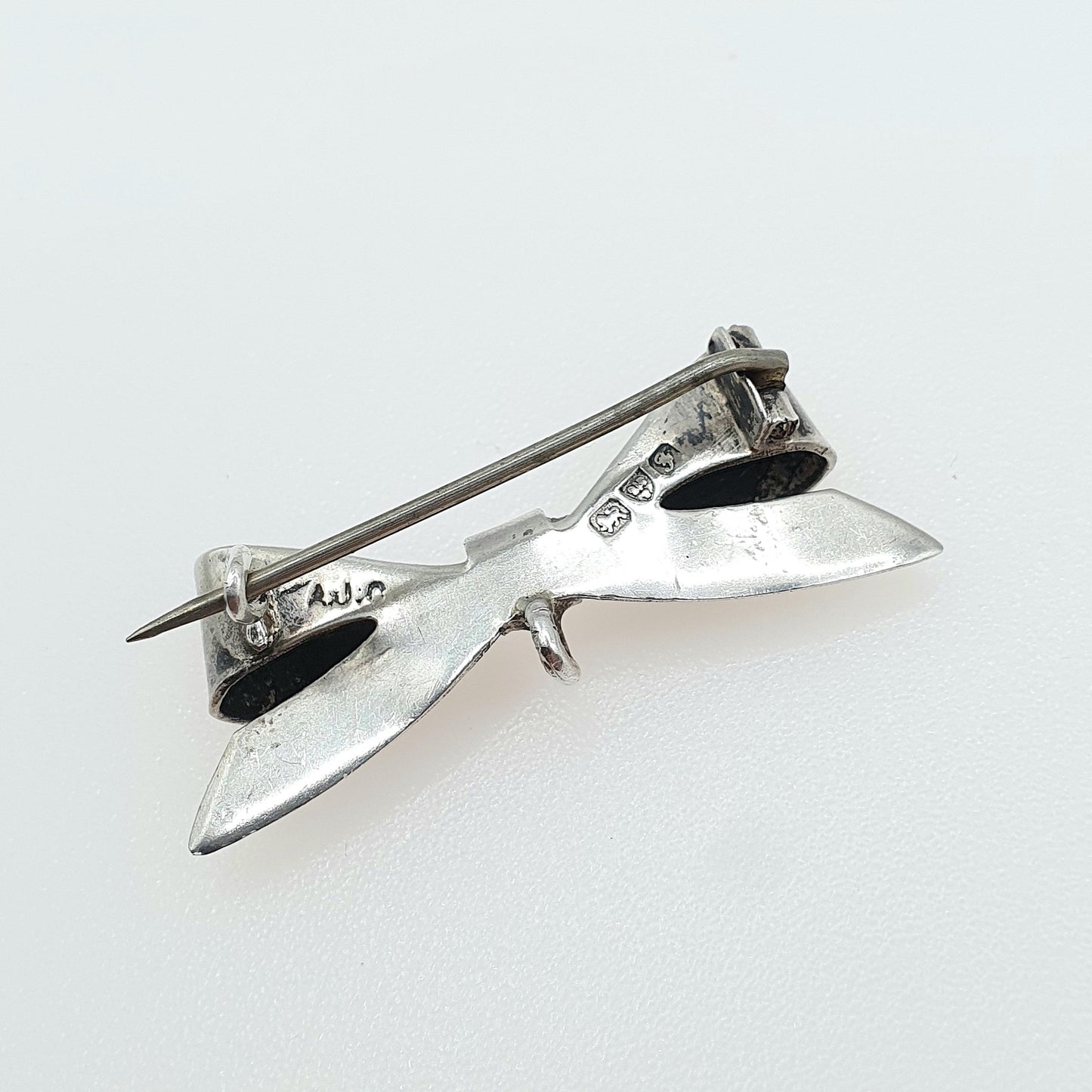Antique Sterling Silver Bow Brooch Hand Engraved Ribbon Nurse Fob Cute Gift Womens Mens Jewellery Jewelry