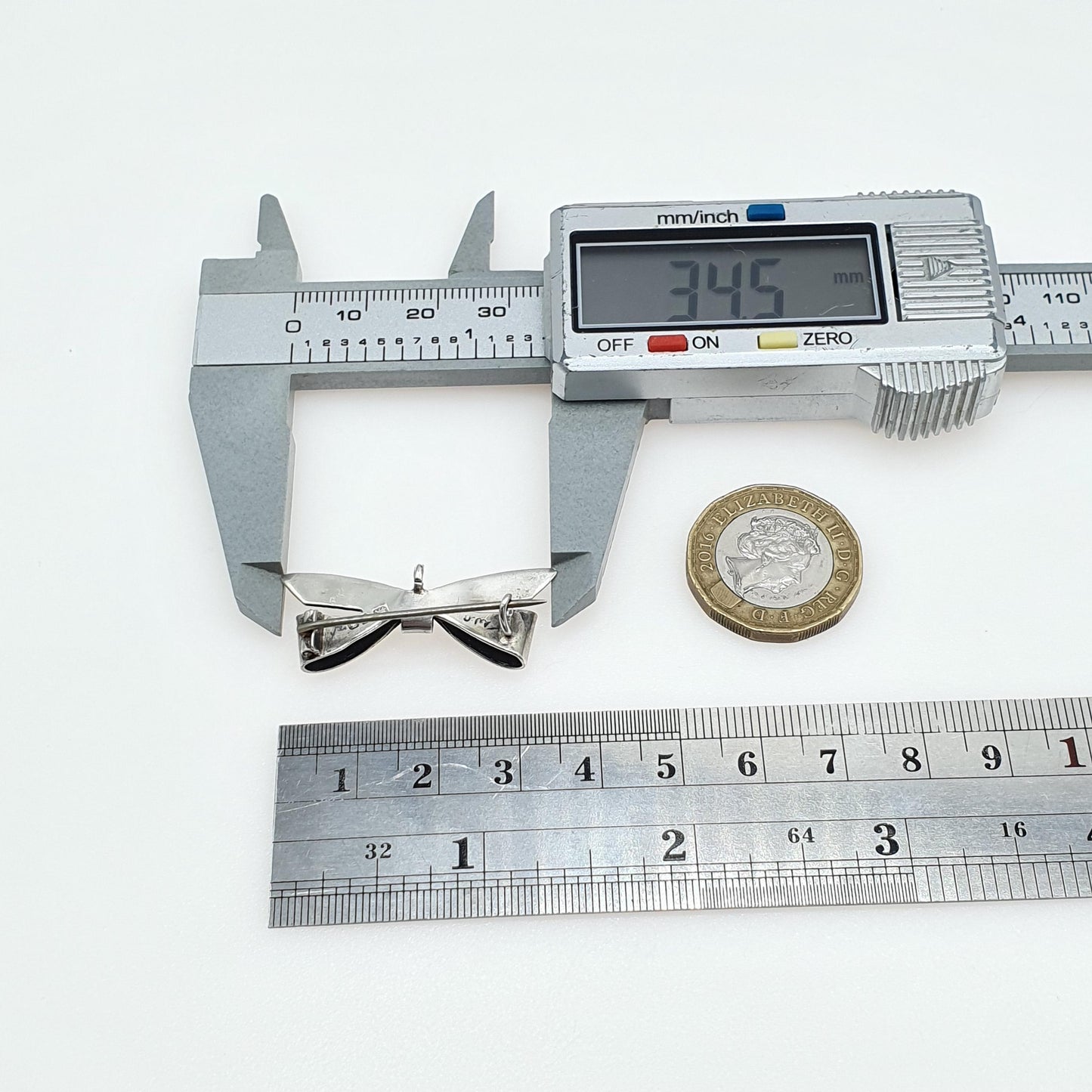 Antique Sterling Silver Bow Brooch Hand Engraved Ribbon Nurse Fob Cute Gift Womens Mens Jewellery Jewelry