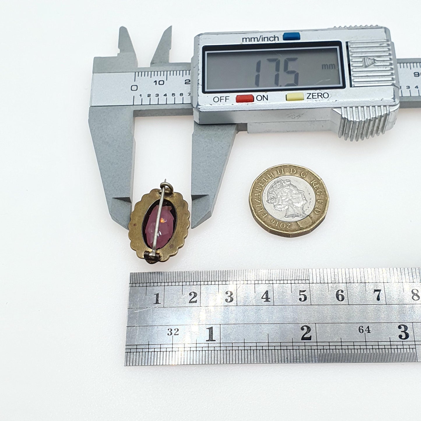 Antique Victorian Gold Gilt Amethyst Paste & Faux Seed Pearl Brooch Oval Cut Purple Womens Ladies Vintage Jewelry Jewellery