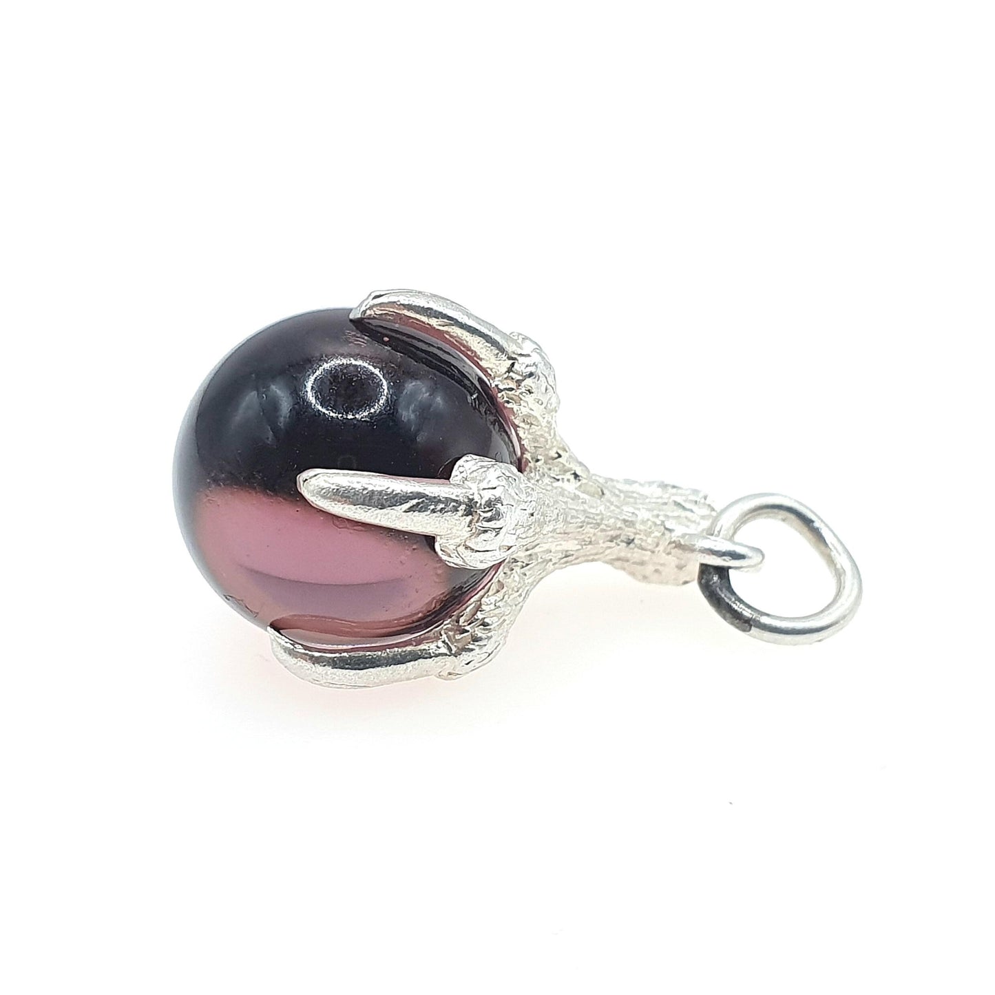 Vintage Solid Silver Amethyst Crystal Eagle Claw & Ball Pendant Charm Necklace Womens Mens Unisex Jewelry Jewellery