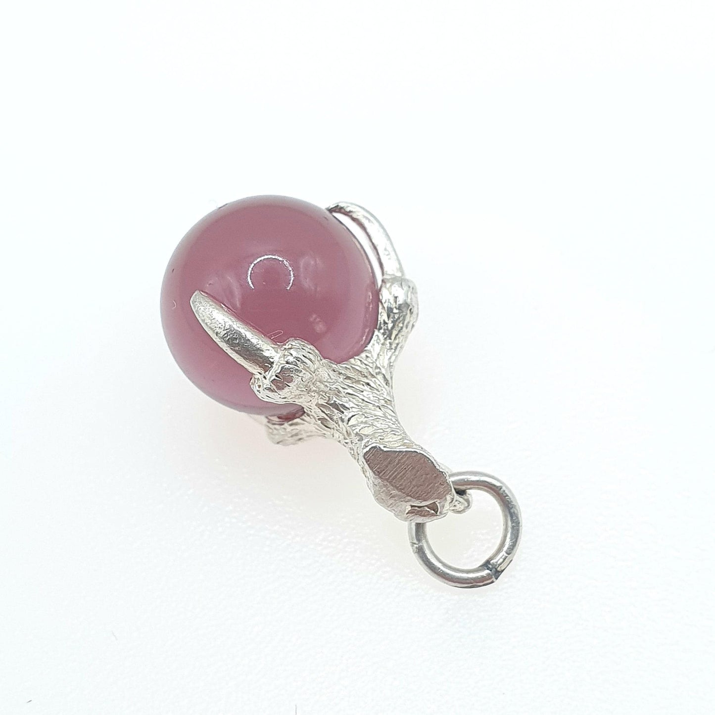 Vintage Solid Silver Amethyst Crystal Eagle Claw & Ball Pendant Charm Necklace Womens Mens Unisex Jewelry Jewellery