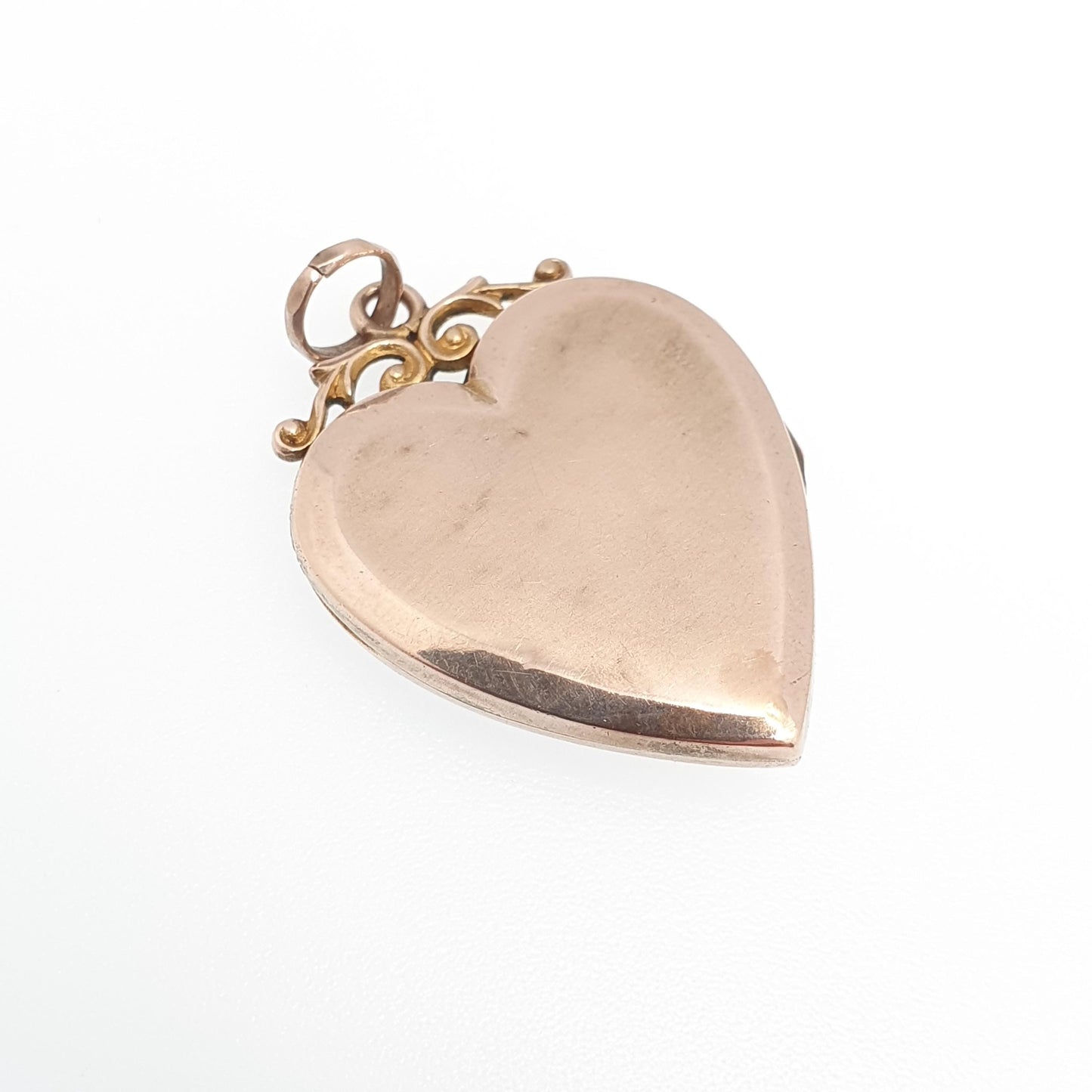 Antique 9ct 9k Gold Opal Heart Locket Blue Iolite Gemstone Pendant Back & Front Photo Vintage Jewelry Jewellery