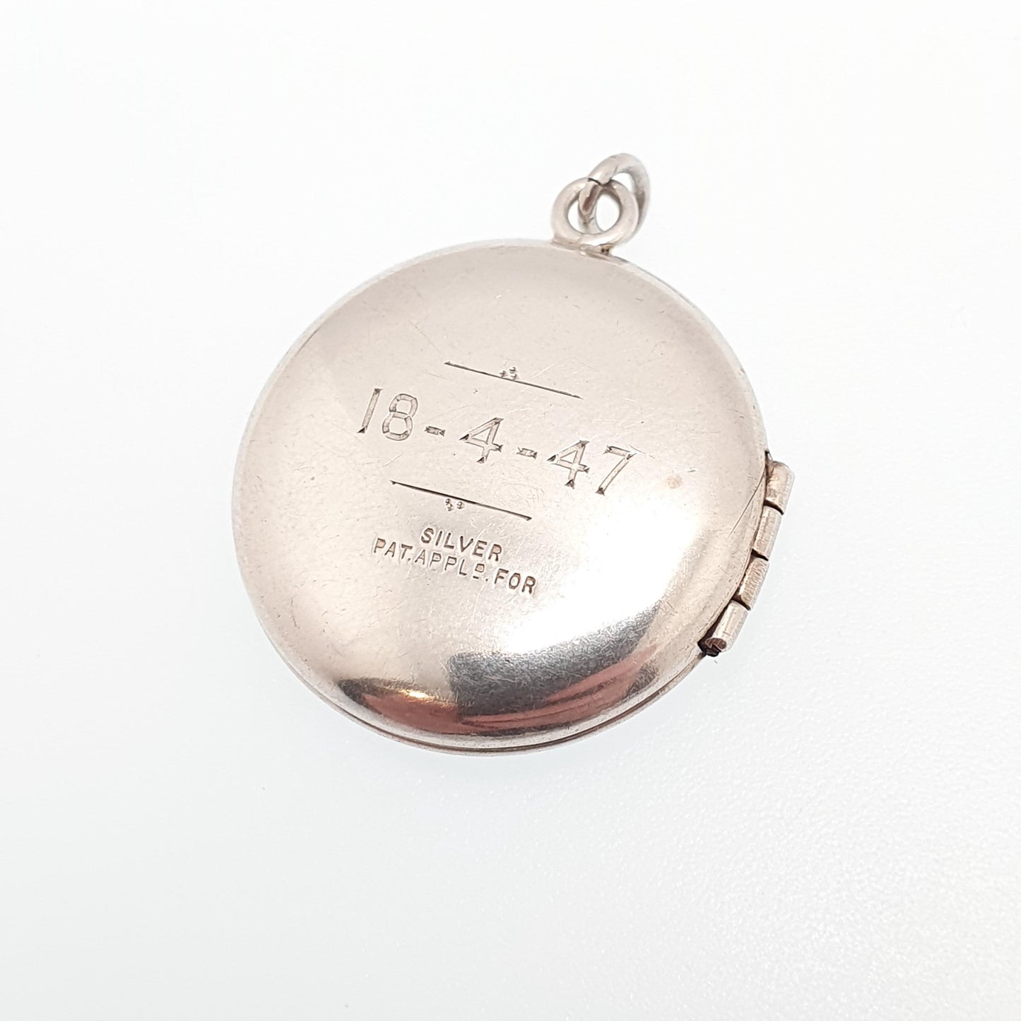 1940s Vintage "M" Sterling Silver Locket Necklace Pendant Initial Letter Name Engraved Womens Mens Jewelry Jewellery