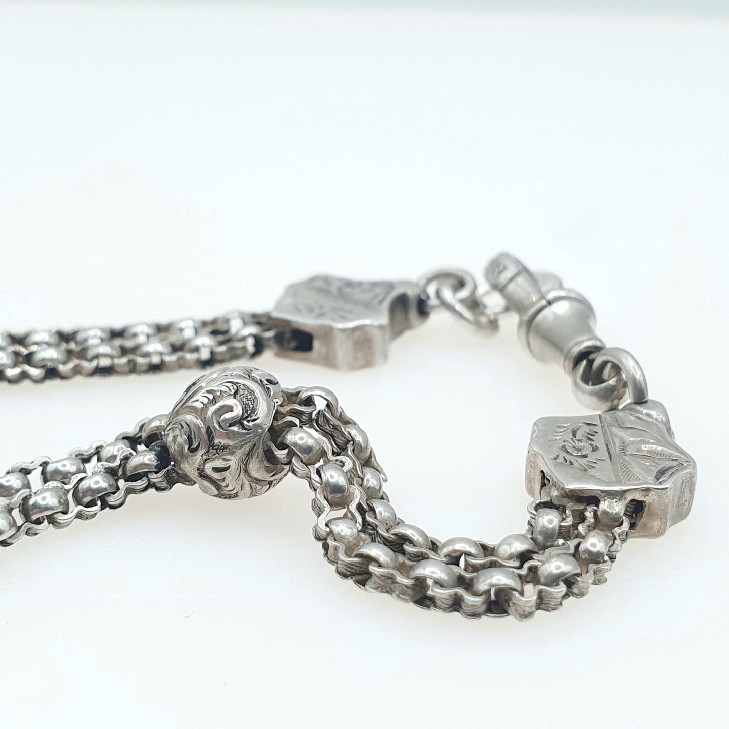 Antique Victorian Solid Silver Albertina Chain Bracelet Original Dog Clip 20cm 11.12g Women’s Unisex Jewellery Jewelry
