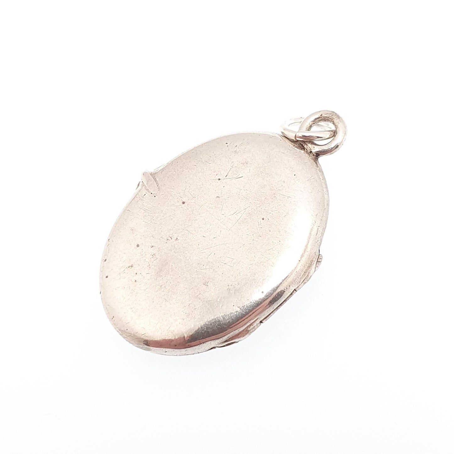 Antique Enamel Solid Silver Locket Gold Star Lilac Edwardian Purple Pendant Oval Photo Picture Solid 925 Jewelry Jewelry