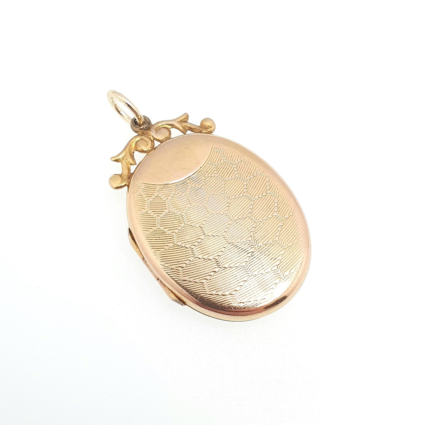 Antique 9ct 9k Gold Locket Honeycomb Pattern Oval All Solid 9kt 375 Pendant Hallmarked Necklace Vintage Jewelry Jewellery