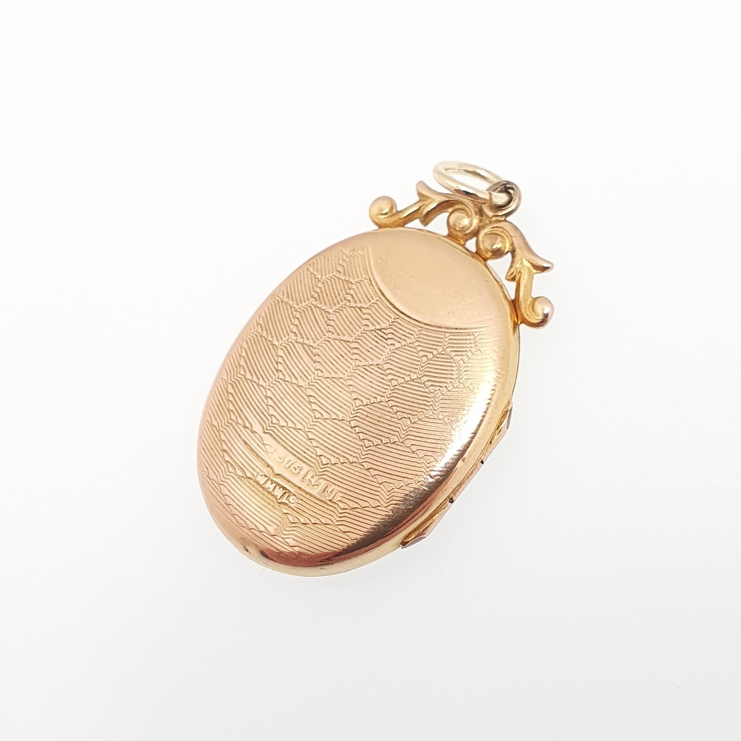 Antique 9ct 9k Gold Locket Honeycomb Pattern Oval All Solid 9kt 375 Pendant Hallmarked Necklace Vintage Jewelry Jewellery