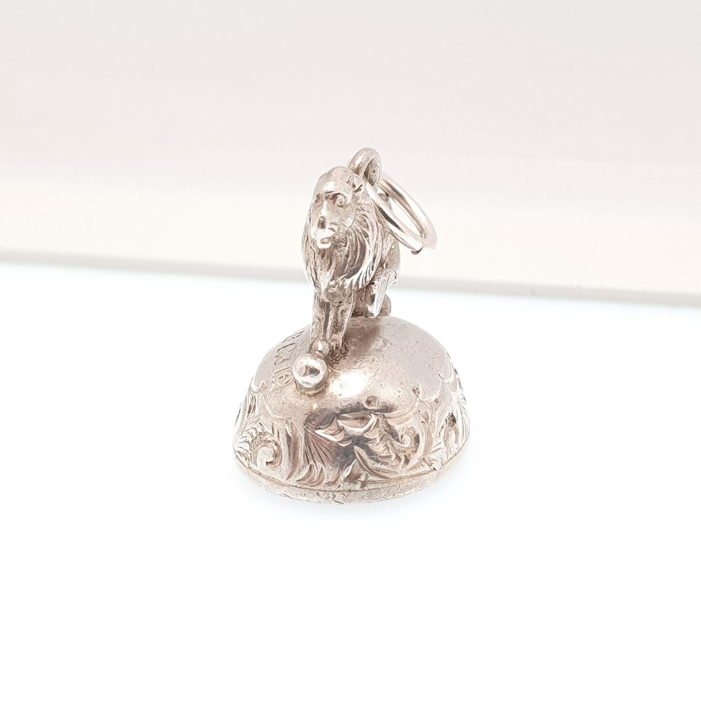 Antique Sterling Silver Lion Fob Pendant Necklace Carnelian Hallmarked Gemstone Big Cat Animal Vintage Womans Jewellery Jewelry