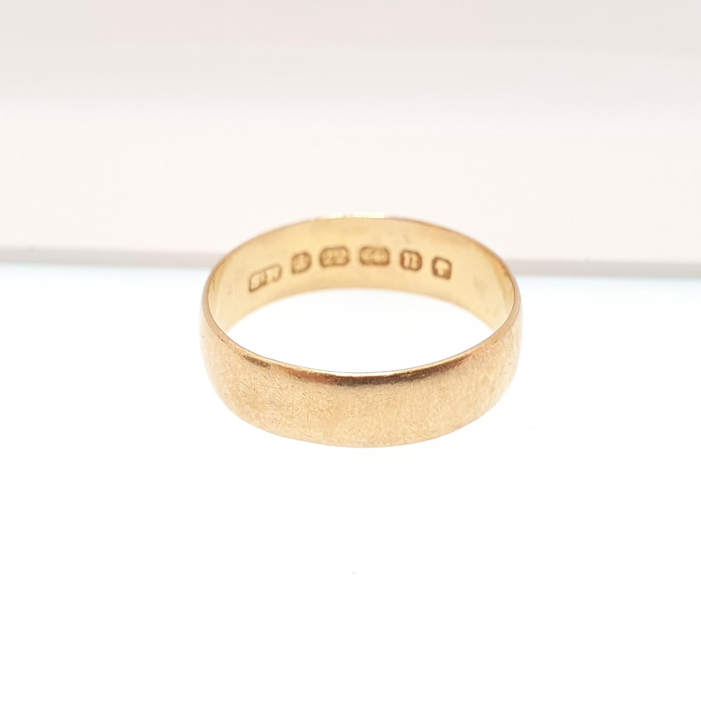 Antique Victorian 22ct Gold Wedding Band Ring 1887 Hallmark 22k 22kt Stacking Stacker Wide Yellow Vintage