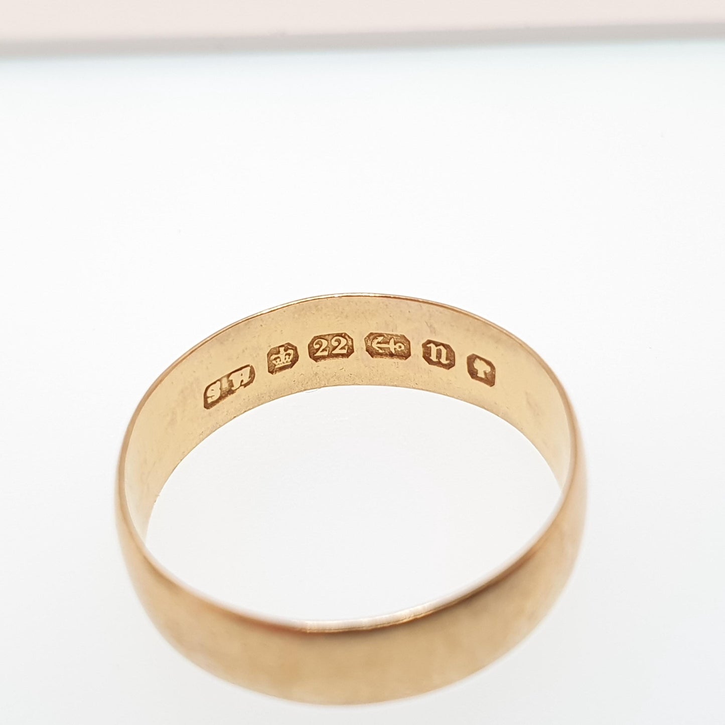 Antique Victorian 22ct Gold Wedding Band Ring 1887 Hallmark 22k 22kt Stacking Stacker Wide Yellow Vintage