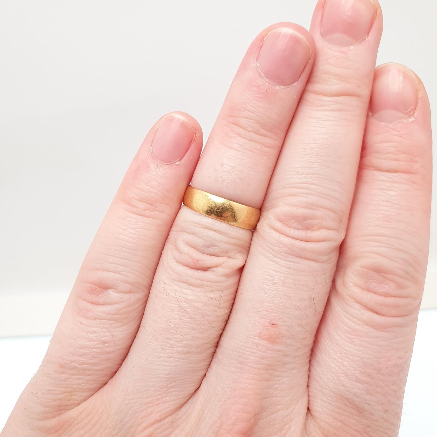 Antique Victorian 22ct Gold Wedding Band Ring 1887 Hallmark 22k 22kt Stacking Stacker Wide Yellow Vintage