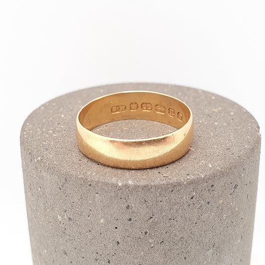 Antique Victorian 22ct Gold Wedding Band Ring 1887 Hallmark 22k 22kt Stacking Stacker Wide Yellow Vintage