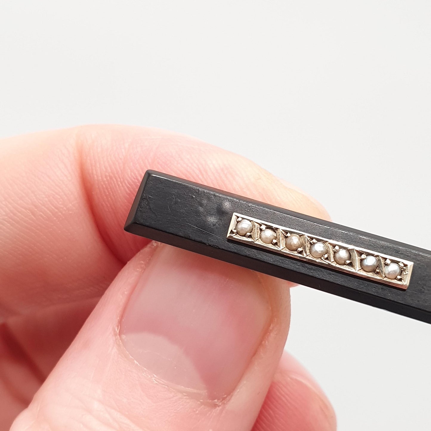 Antique 9ct Gold Whitby Jet Mourning Brooch Seed Pearl Victorian Solid 9k 375 Front Handmade Vintage Jewelry Jewellery