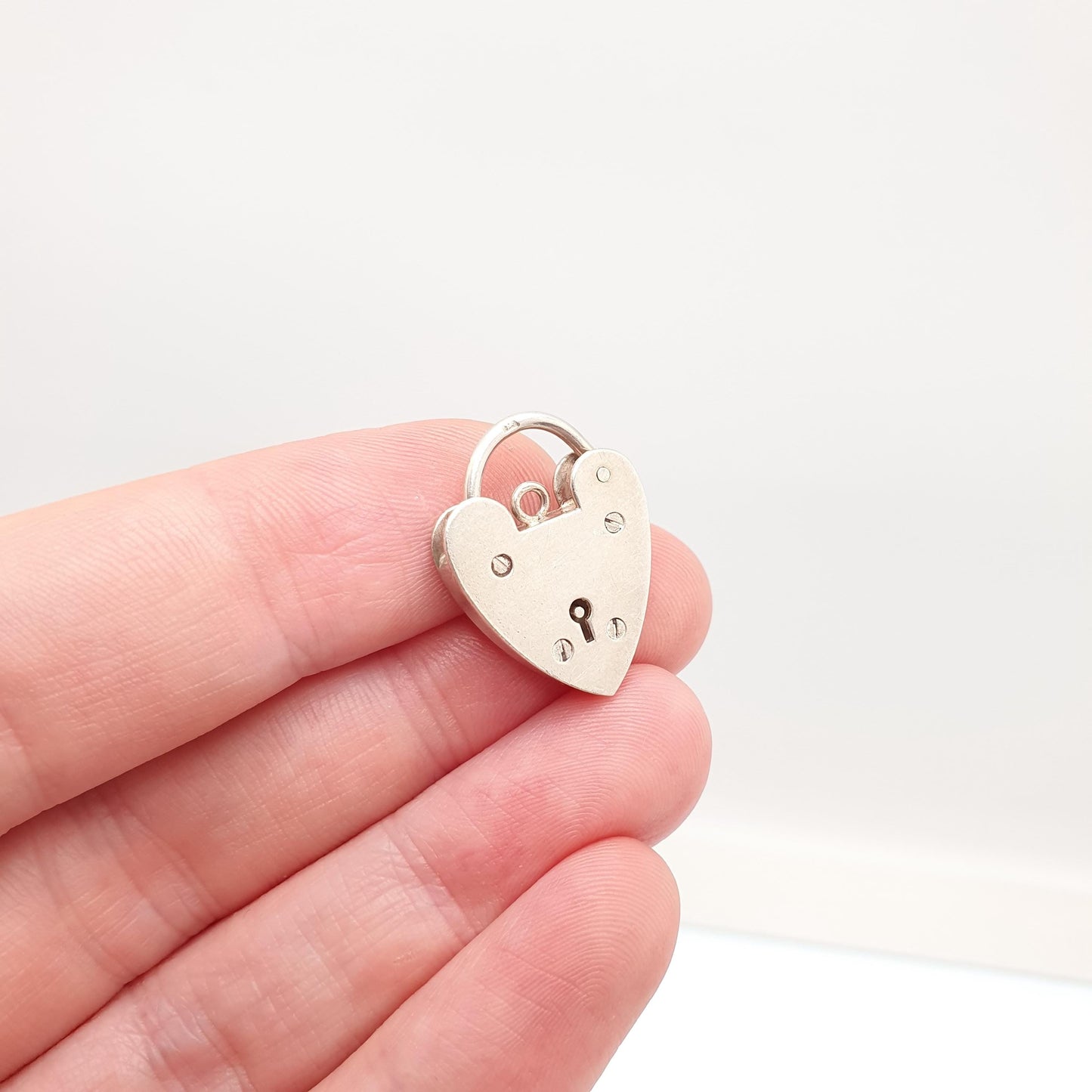 Vintage Sterling Silver Heart Lock Padlock Clasp Charm Clasp Charm Pendant Necklace Bracelet Jewelry Jewellery