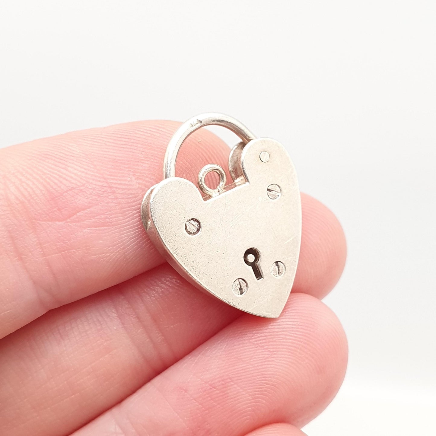 Vintage Sterling Silver Heart Lock Padlock Clasp Charm Clasp Charm Pendant Necklace Bracelet Jewelry Jewellery