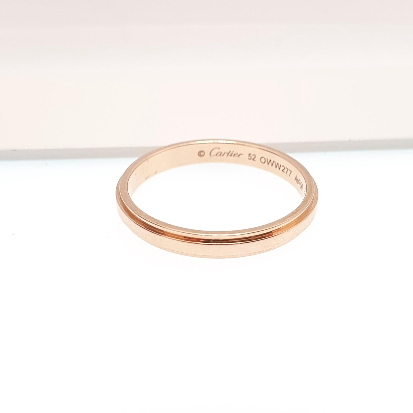 CARTIER d'Amour 18ct 18k Rose Gold Wedding Band Ring 2.5mm Stepped Red Stacking Stacker 750 Vintage Jewelry Jewellery