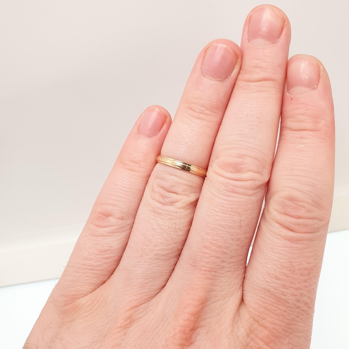 CARTIER d'Amour 18ct 18k Rose Gold Wedding Band Ring 2.5mm Stepped Red Stacking Stacker 750 Vintage Jewelry Jewellery