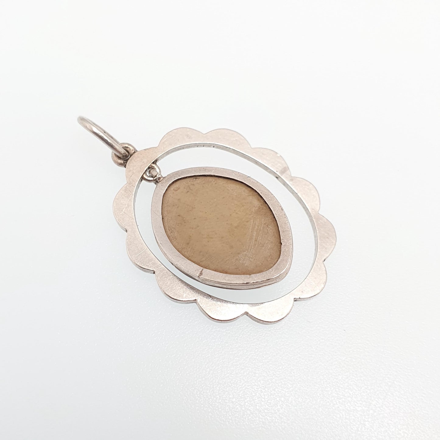 Antique Solid Silver Lava Cameo Pendant Necklace Victorian Genuine Hand Carved High Hanging Vintage Womens Jewelry Jewellery