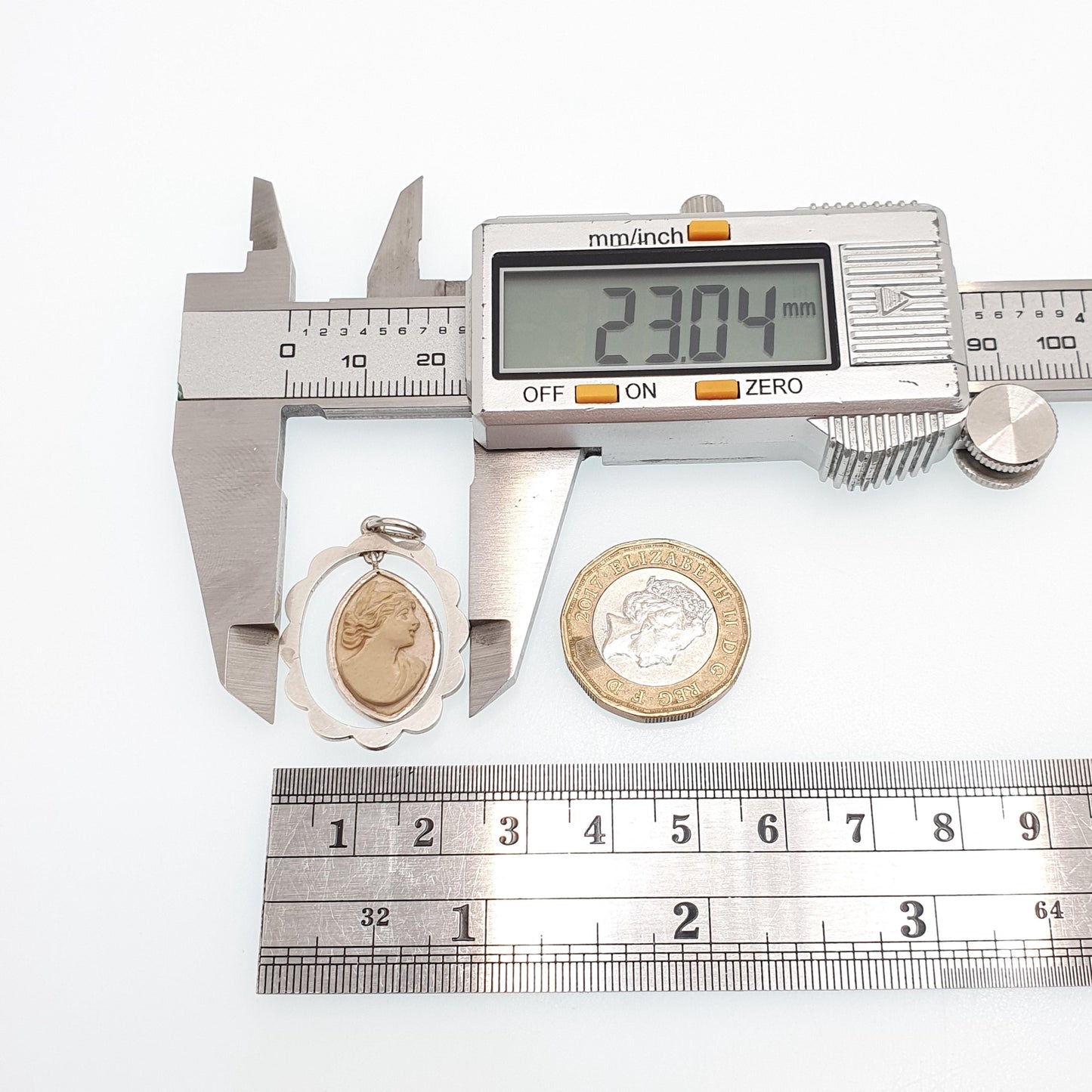 Antique Solid Silver Lava Cameo Pendant Necklace Victorian Genuine Hand Carved High Hanging Vintage Womens Jewelry Jewellery