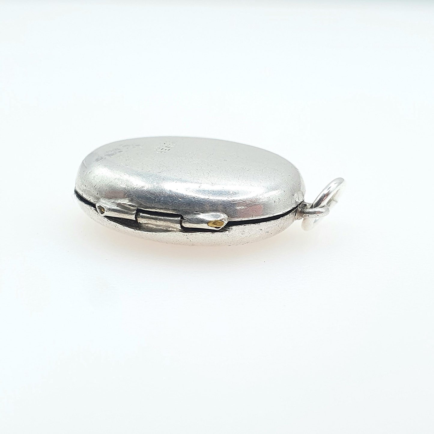 Antique Solid Silver Oval Locket Art Deco Sunburst Sun Back and Front Hand Engraved Pendant Necklace Womens Unisex Jewelry Jewellery
