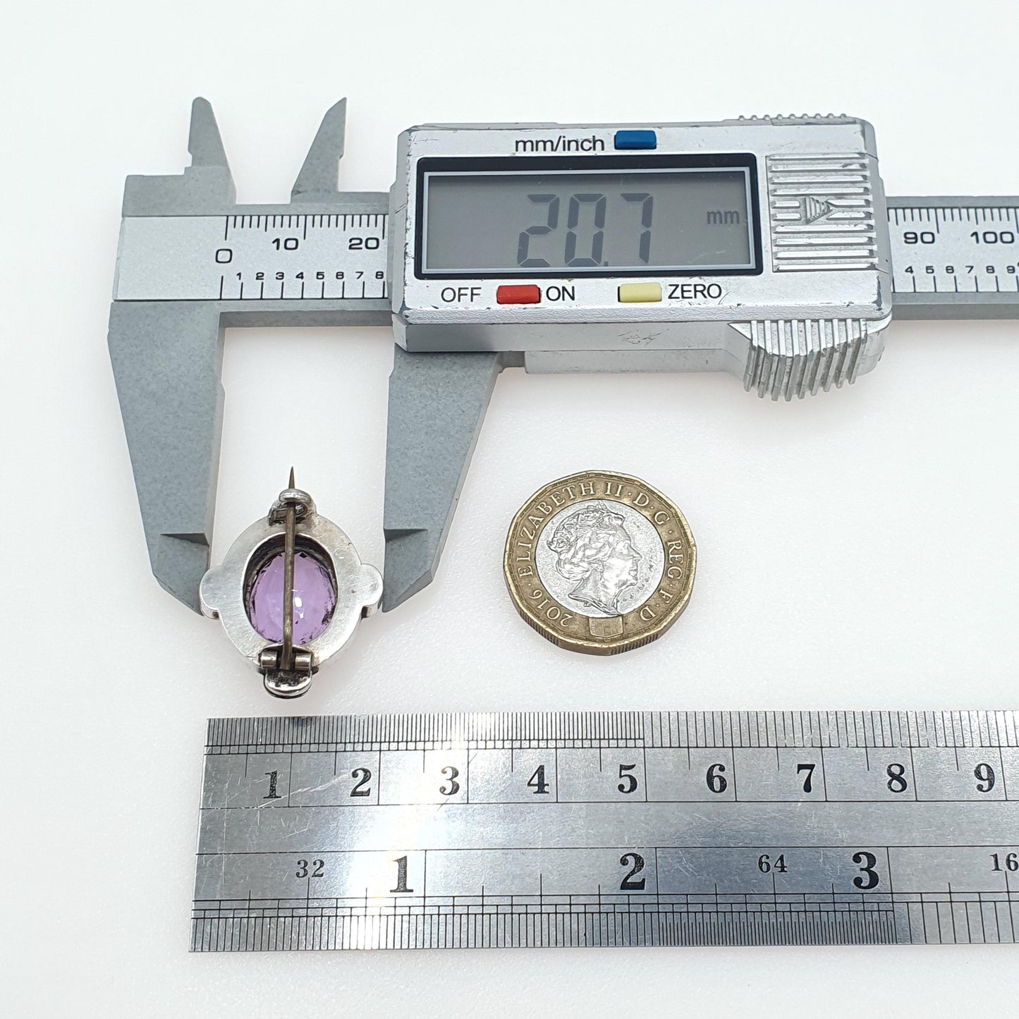 Antique Victorian Solid Silver Natural Amethyst Brooch Oval Cut Etruscan Revivial Vintage Womens Mens Jewelry Jewellery