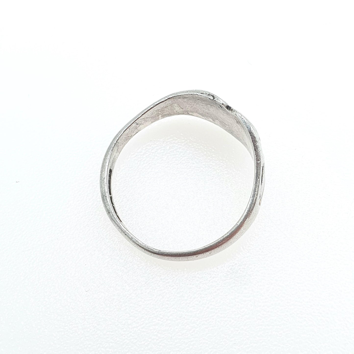 Vintage Sterling Silver Heart Signet Ring, Solid 925 Love Loyalty Women Retro Ladies Gift Jewelry Jewellery Small