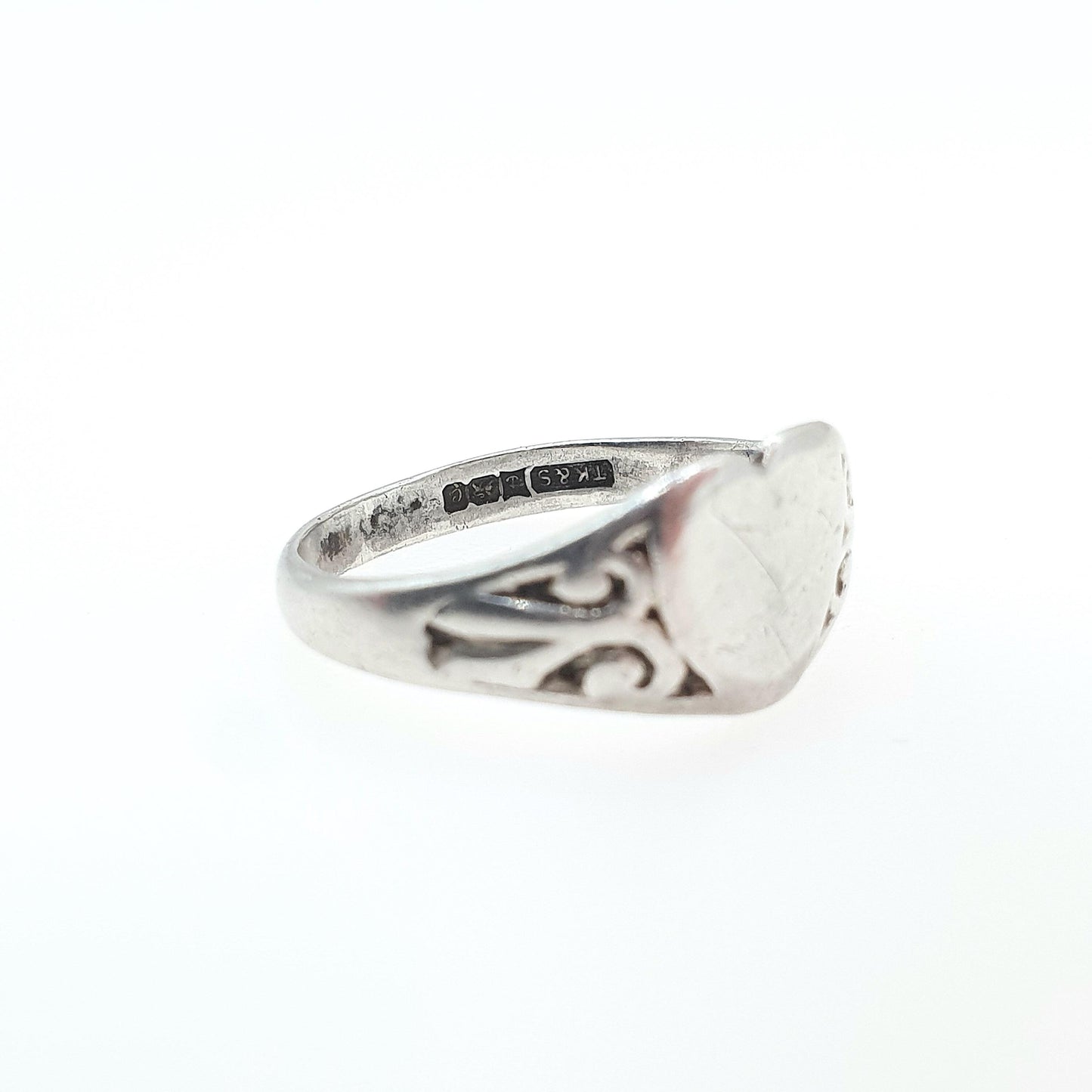 Vintage Sterling Silver Heart Signet Ring, Solid 925 Love Loyalty Women Retro Ladies Gift Jewelry Jewellery Small