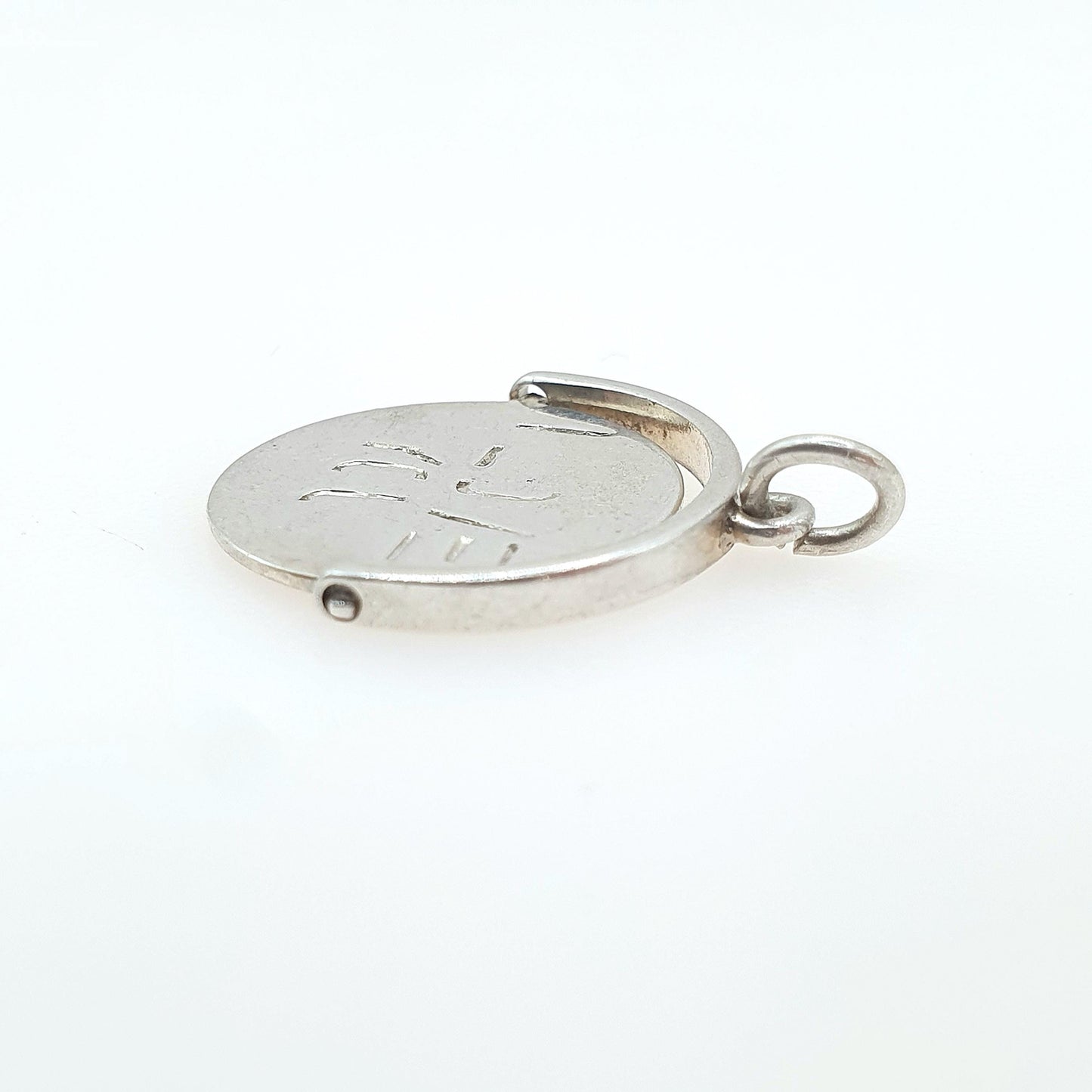 Vintage Sterling Silver I LOVE YOU Spinner Fob Charm Pendant Rotating Romantic Gift Cute Small Unisex Mens Womens Jewellery Jewelry