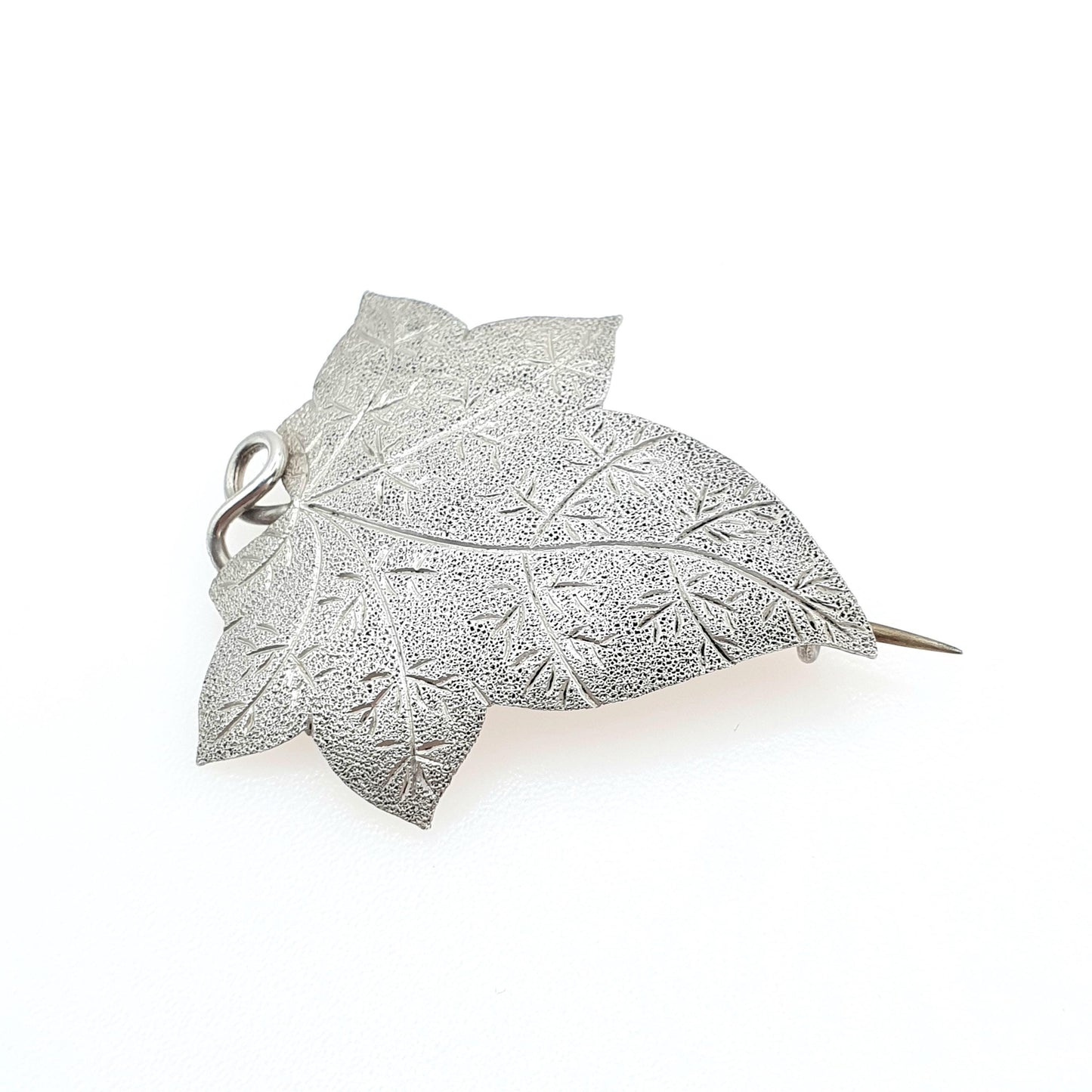 Antique Victorian Sterling Silver Ivy Leaf Brooch Fidelity and Wedded Love Vintage Womens Unisex Mens Jewelry Jewellery
