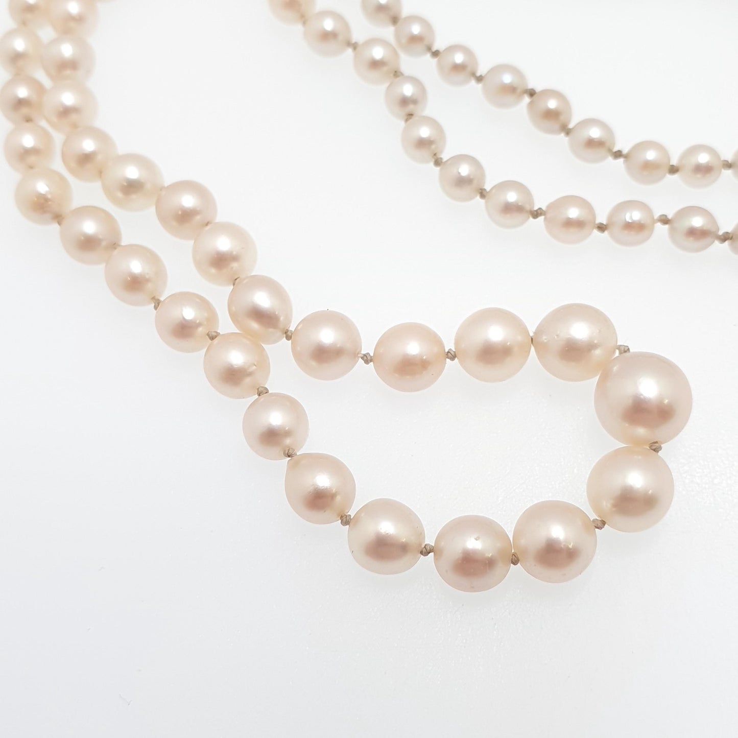 Antique Art Deco 9ct 9k Cultured Pearl Necklace White Gold Clasp 14.15g 55cm Long Vintage Genuine Real Pearls Jewelry Jewellery