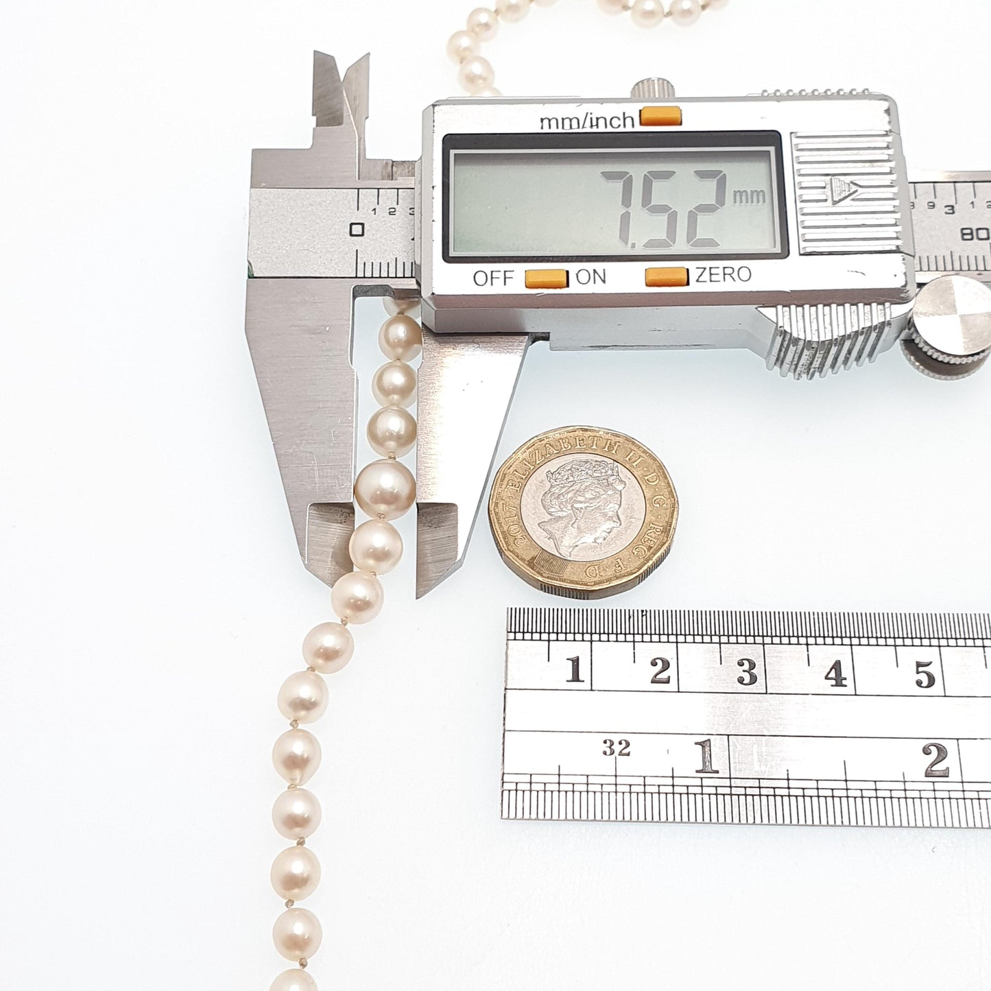 Antique Art Deco 9ct 9k Cultured Pearl Necklace White Gold Clasp 14.15g 55cm Long Vintage Genuine Real Pearls Jewelry Jewellery