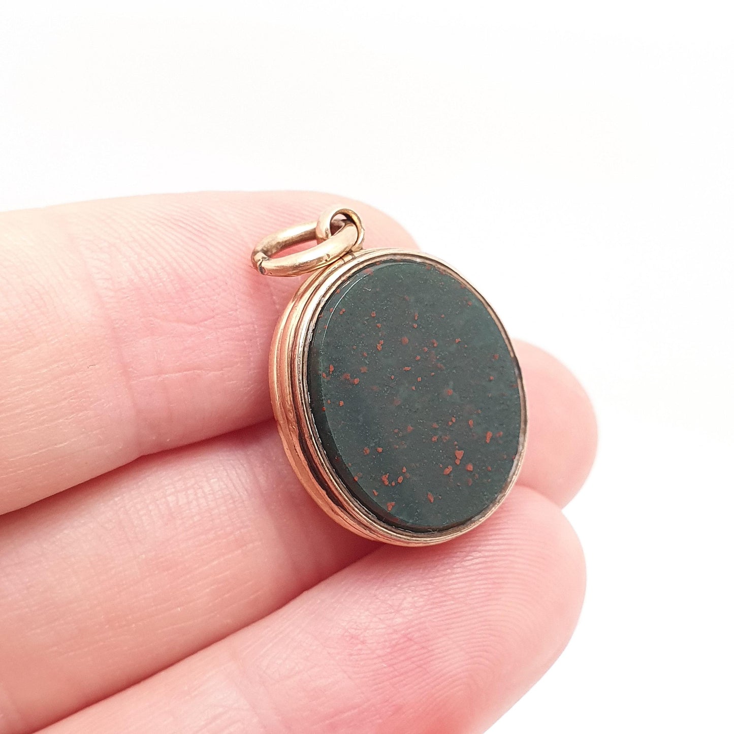 Antique Victorian 9ct Gold Bloodstone Locket Sardonyx Pendant Necklace Agate Solid 375 9k Vintage Jewellery Jewelry