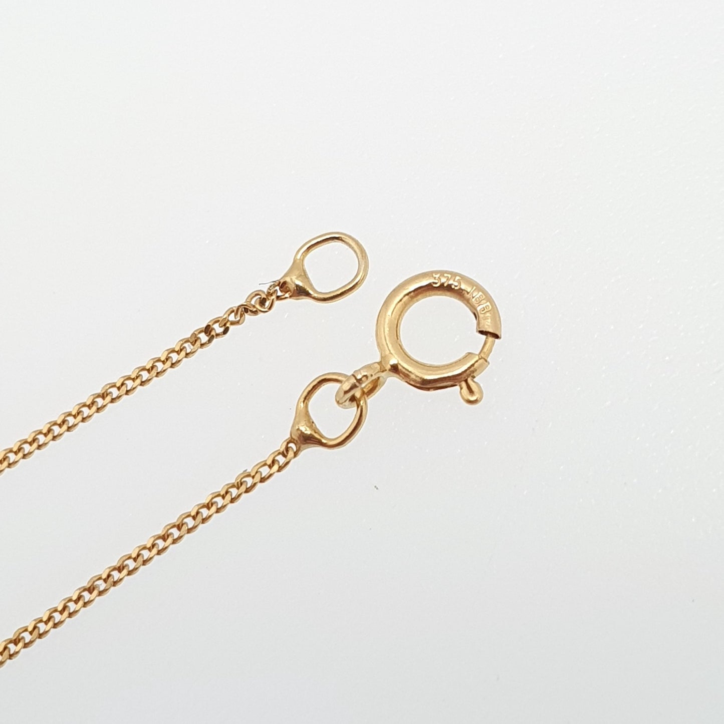 Vintage 9k 9ct Gold Chain Necklace Fine Curb Link 46cm 18.1" 0.76g Solid 9 Carat Yellow Retro Mens Womens Unisex Jewellery Jewelry