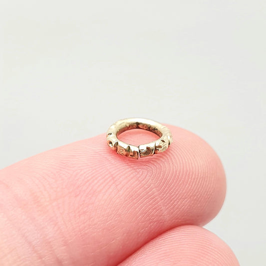 Antique Georgian Chased Jump Ring Rolled Gold Filled Genuine 1800s Gold Tone Open Vintage Jewelry Victorian Jewellery Findings Upcycle