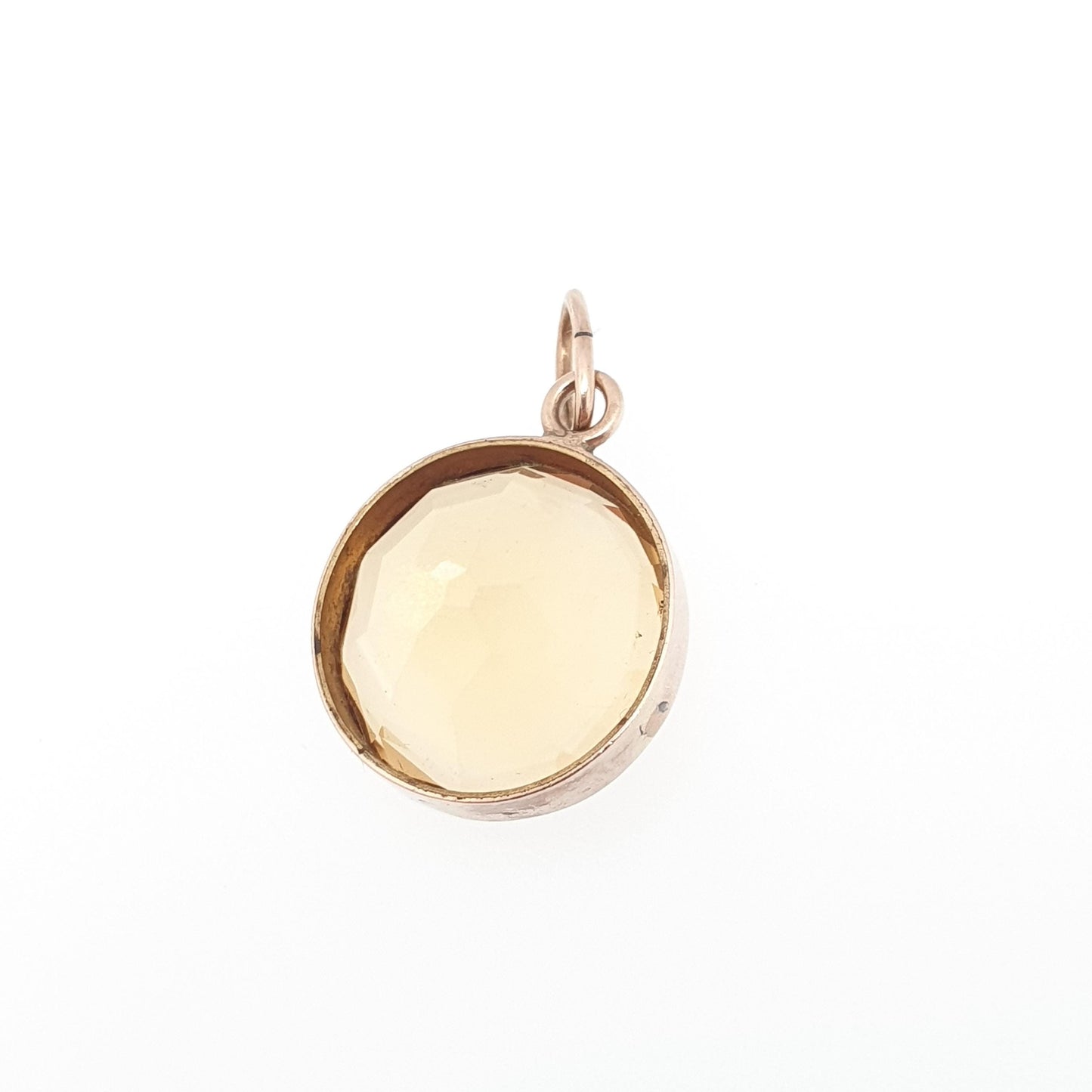Antique 9ct 9k Gold Citrine Pendant Necklace Victorian Natural Gemstone Round Cut Large Orange Quartz Vintage Jewellery Jewelry