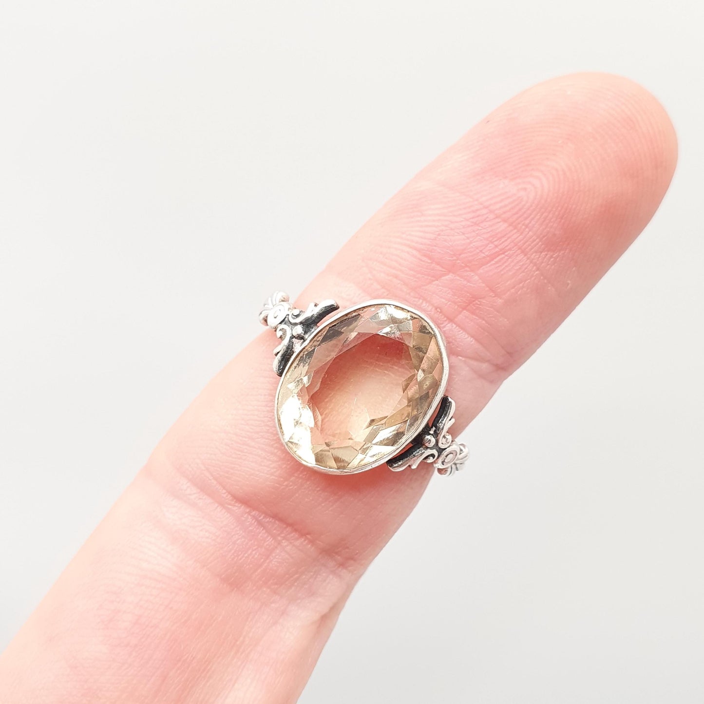 Antique Victorian Solid Silver Natural Citrine Ring Arts & Crafts Genuine Real Gemstone Oval Cut Vintage Women Jewellery Jewelry