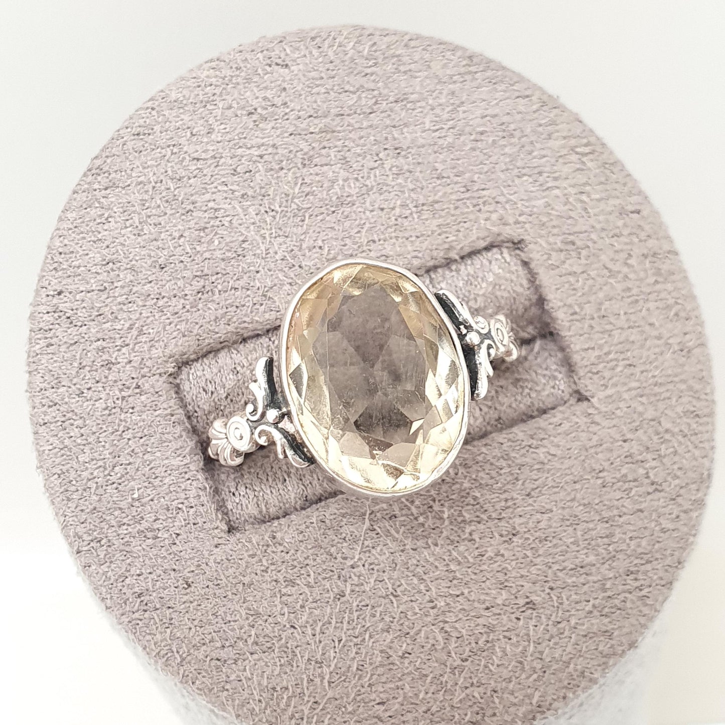Antique Victorian Solid Silver Natural Citrine Ring Arts & Crafts Genuine Real Gemstone Oval Cut Vintage Women Jewellery Jewelry