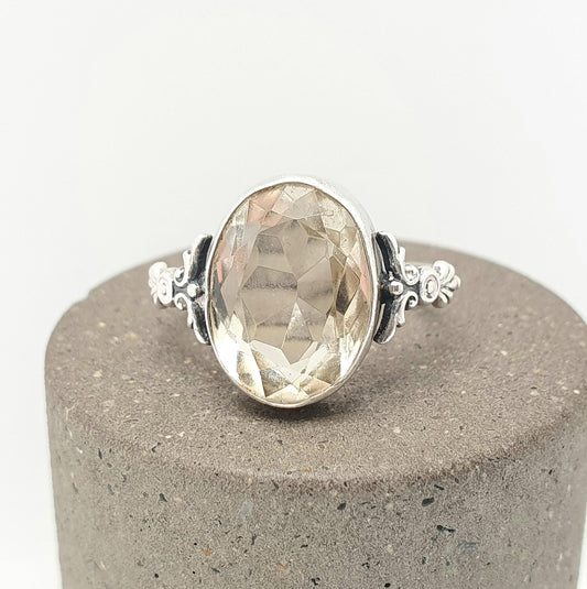 Antique Victorian Solid Silver Natural Citrine Ring Arts & Crafts Genuine Real Gemstone Oval Cut Vintage Women Jewellery Jewelry