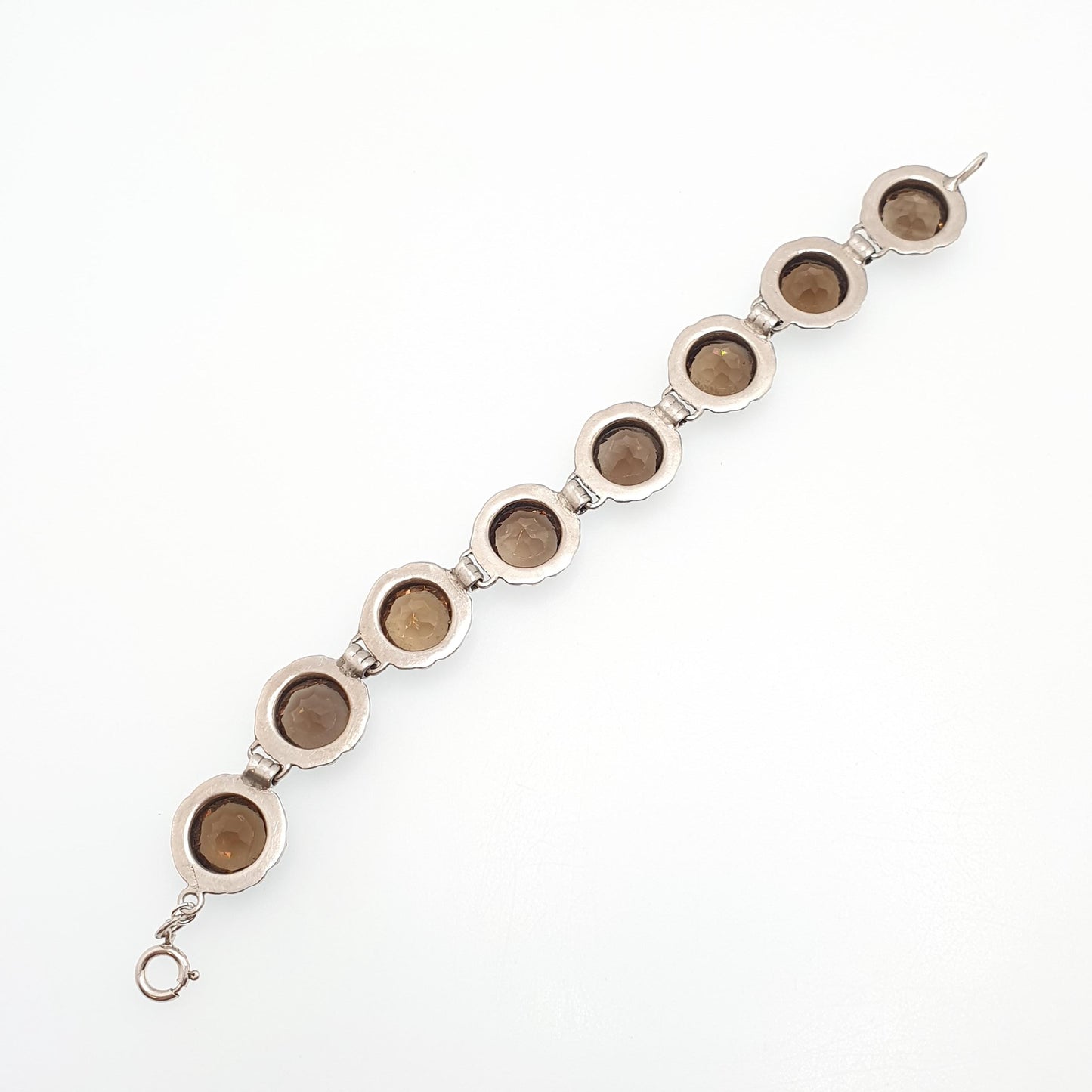 Antique Smoky Quartz Sterling Silver Bracelet Scottish Cairngorm Smokey Brown Genuine Gemstone Celtic Scotland Vintage Jewelry Jewellery