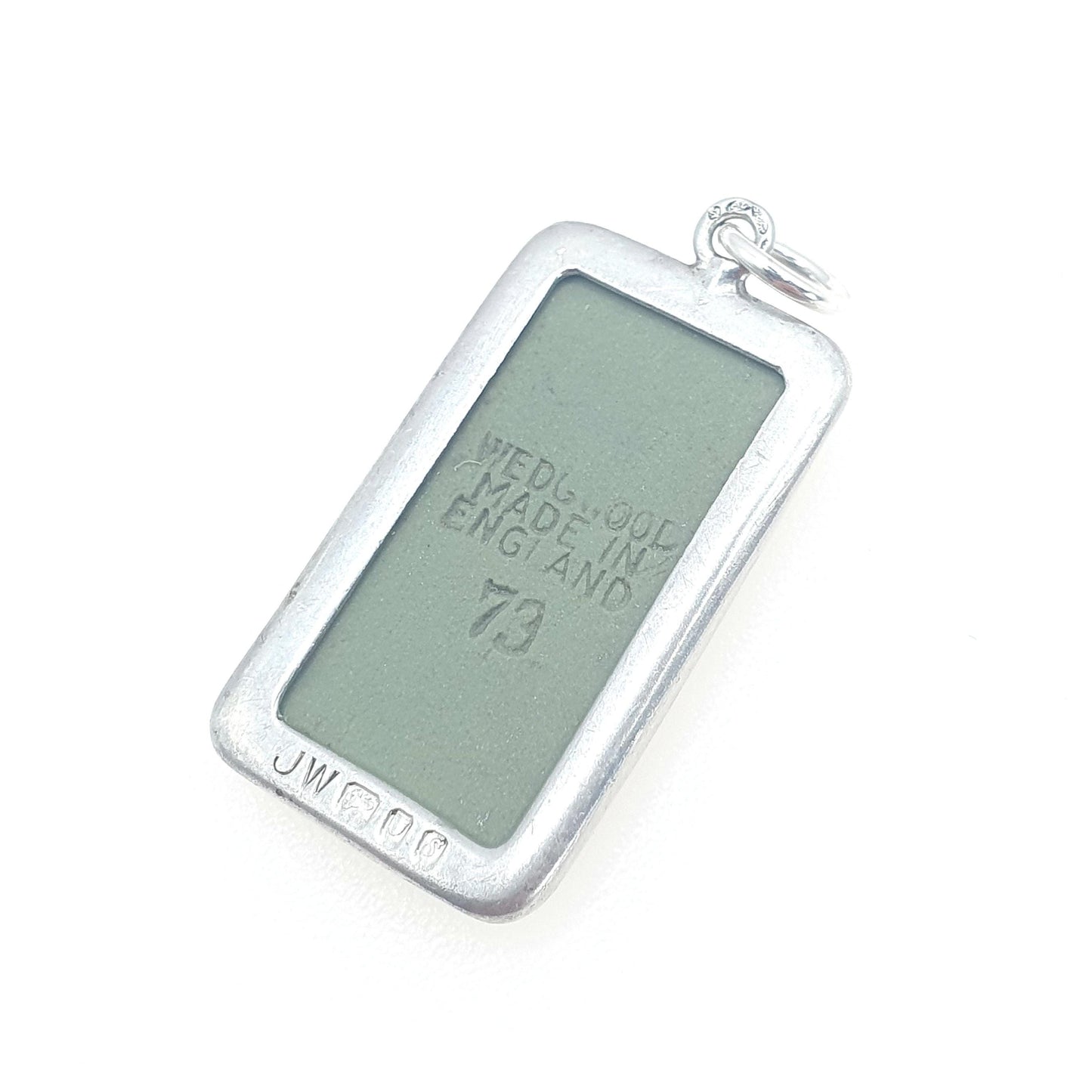 Vintage Sterling Silver Wedgwood Pendant Green Jasperware Rectangular Necklace Womens Jewelry Jewellery Mens