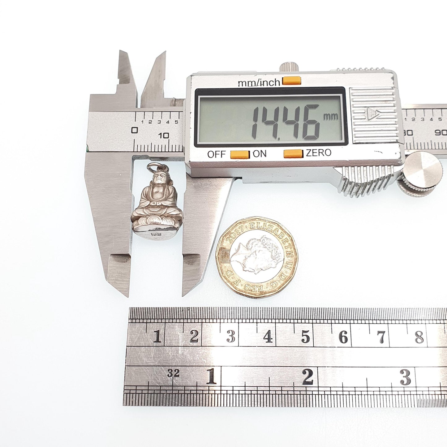 Old Vintage Solid Silver Chinese Buddha Pendant Necklace Chinese Marks Style Buddhist Mens Womens Jewelry Jewellery